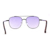 Double Bridge Rectangular Officer Color Gradient Metal Sunglasses