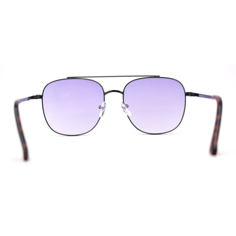 Double Bridge Rectangular Officer Color Gradient Metal Sunglasses