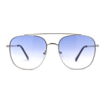 Double Bridge Rectangular Officer Color Gradient Metal Sunglasses