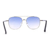 Double Bridge Rectangular Officer Color Gradient Metal Sunglasses