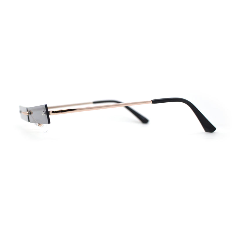 Rimless Avant Garde Slit Narrow Lens Pimp Shade Sunglasses