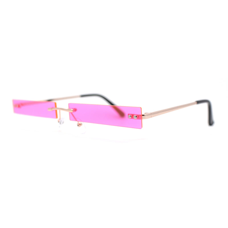 Rimless Avant Garde Slit Narrow Lens Pimp Shade Sunglasses