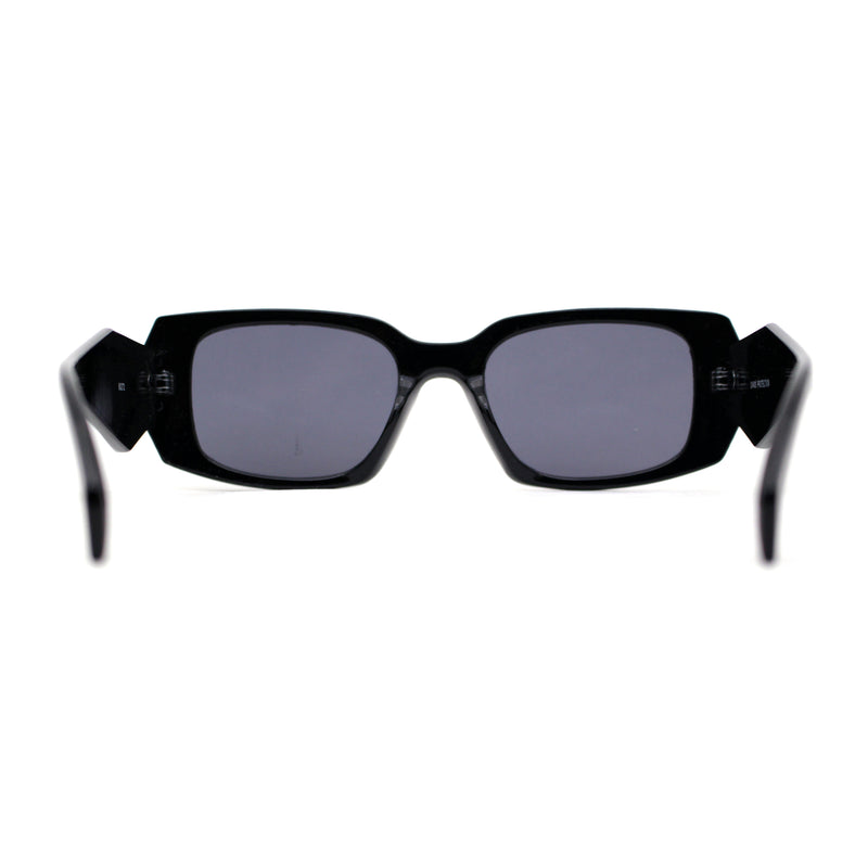 Unique Diamond Bevel Cut Mod Rectangle Plastic Sunglasses