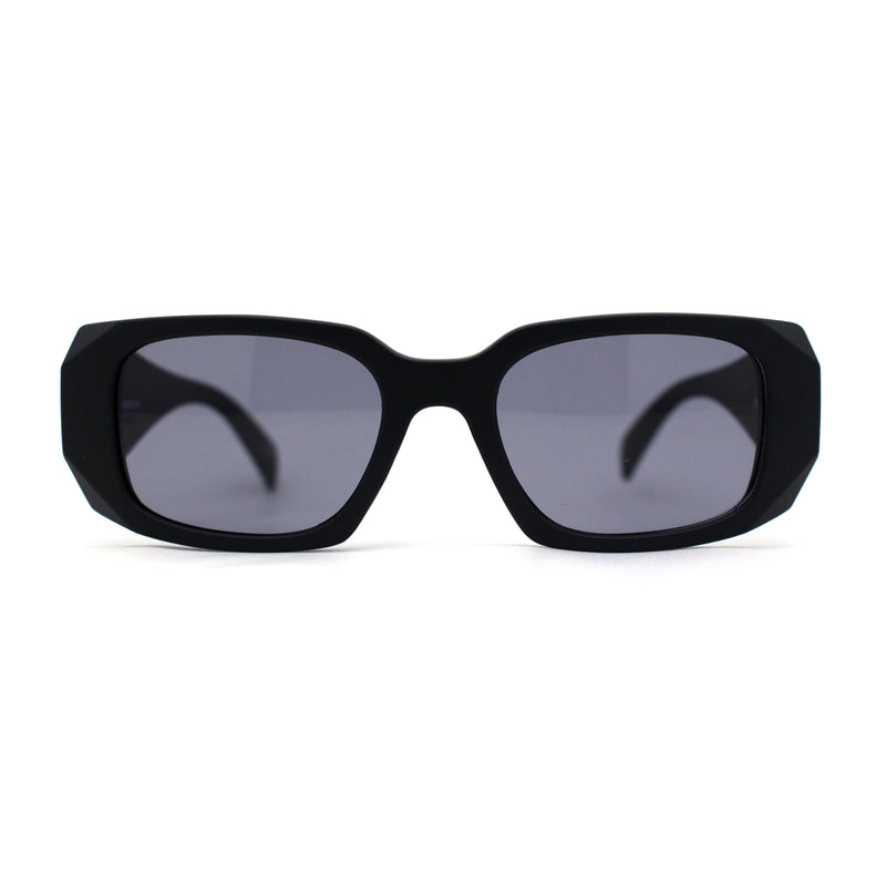 Unique Diamond Bevel Cut Mod Rectangle Plastic Sunglasses