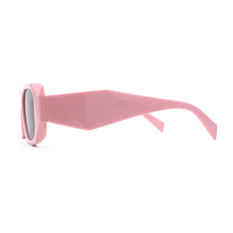 Unique Diamond Bevel Cut Mod Rectangle Plastic Sunglasses