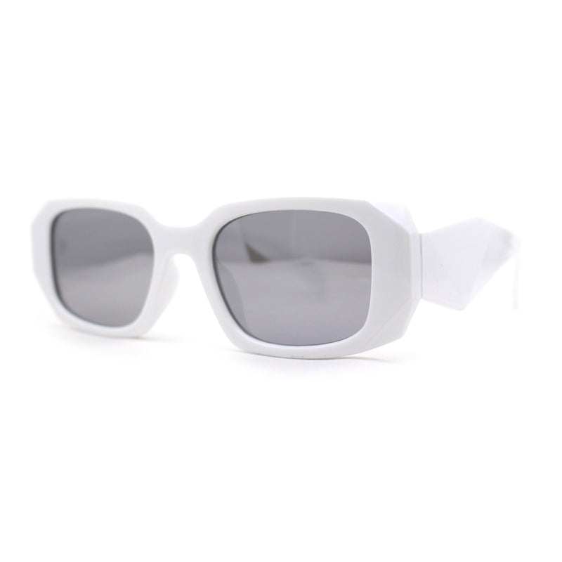 Unique Diamond Bevel Cut Mod Rectangle Plastic Sunglasses