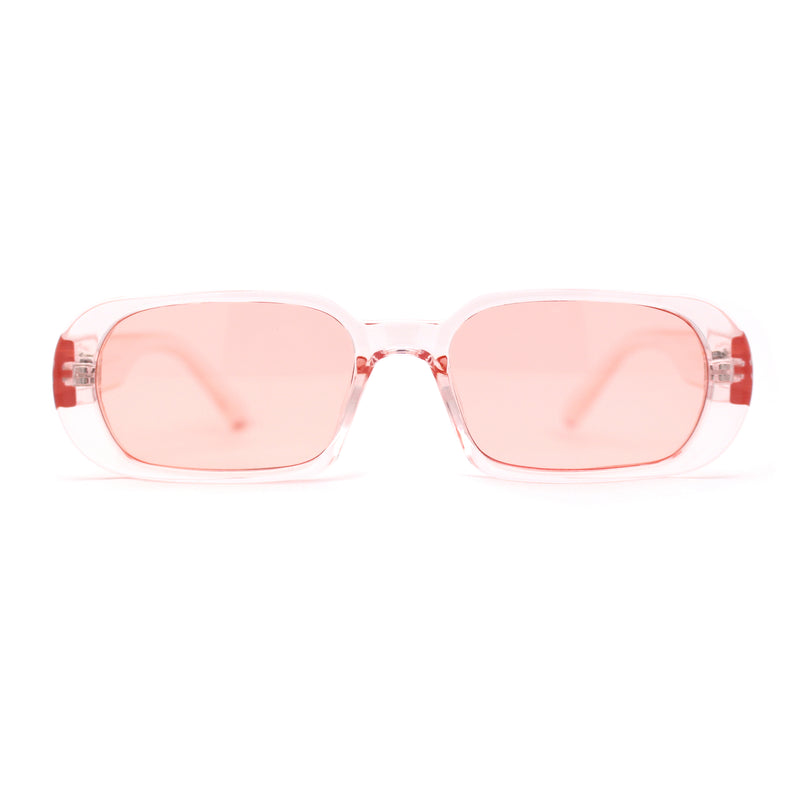 Womens Translucent Mod Oval Retro Narrow Rectangle Plastic Sunglasses