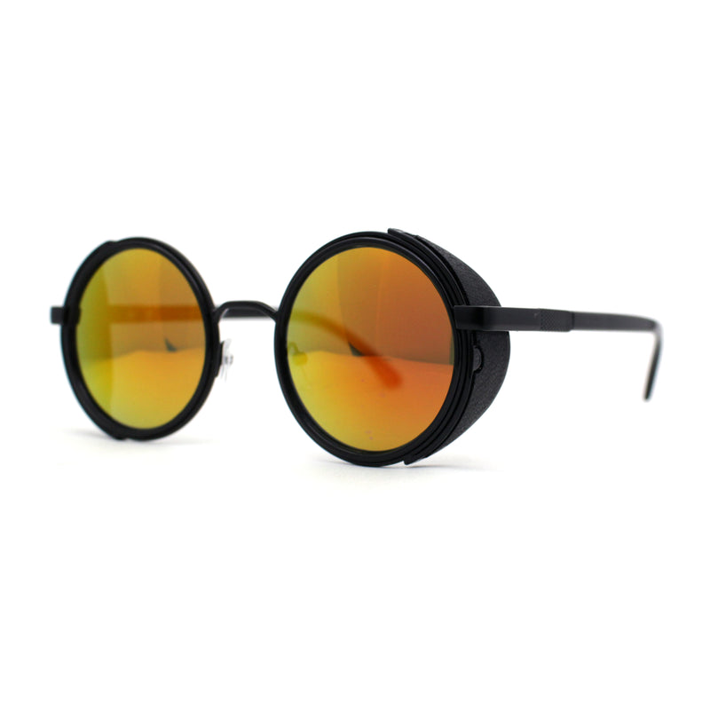 Mens Vintage Style Biker Side Wind Breaker Round Circle Lens Sunglasses