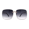 Womens Luxury Chain Jewel Trim Rimless Butterfly Diva Sunglasses
