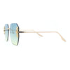 Rimless Foliage Flower Jewel Trim Rectangle Chic Sunglasses