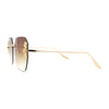 Rimless Foliage Flower Jewel Trim Rectangle Chic Sunglasses