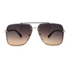 Luxury Rimless Rectangle Air Force Officer Style Sunglasses