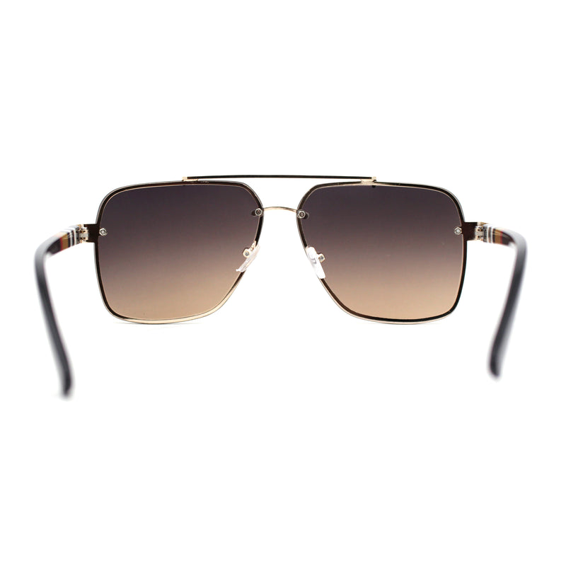 Luxury Rimless Rectangle Air Force Officer Style Sunglasses