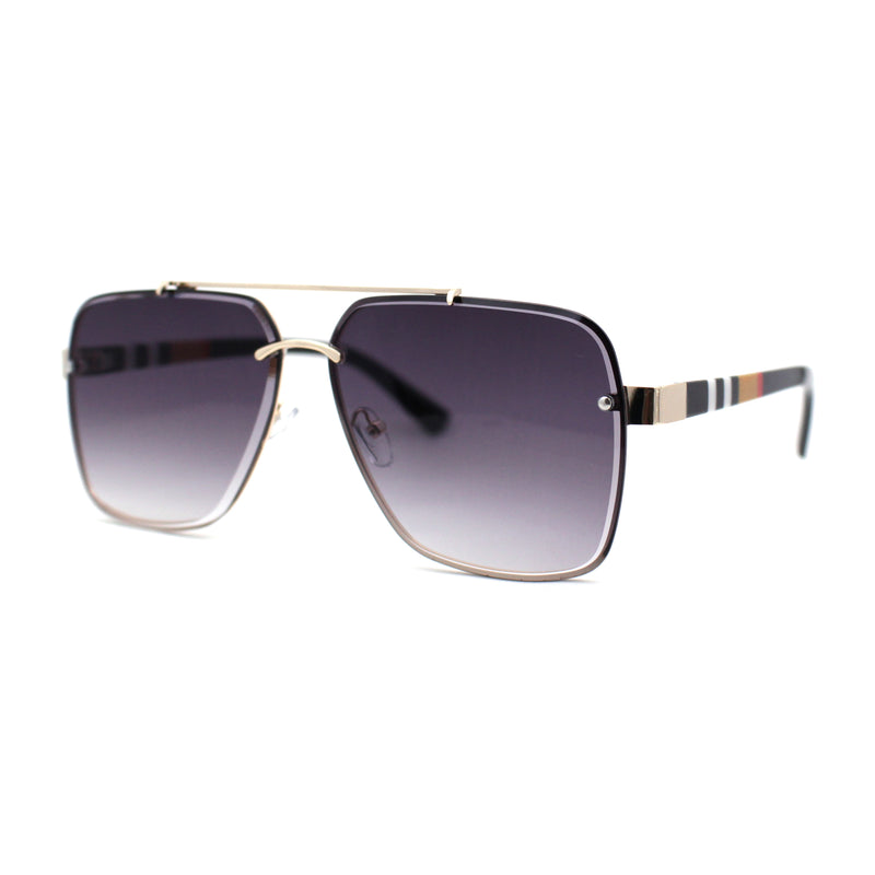 Luxury Rimless Rectangle Air Force Officer Style Sunglasses