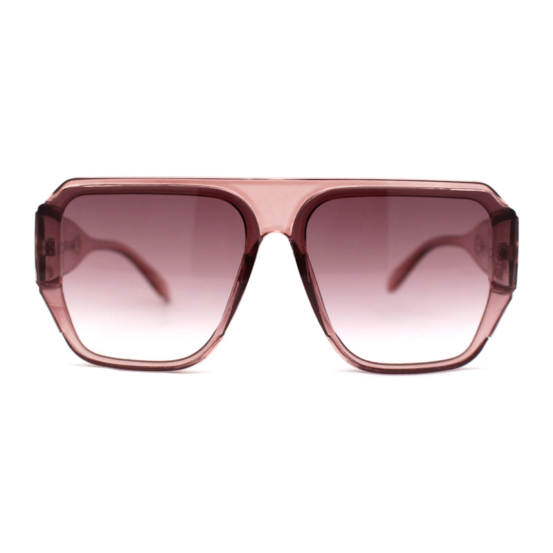Flat Top Mobster Inset Lens Plastic Rectangle Sunglasses