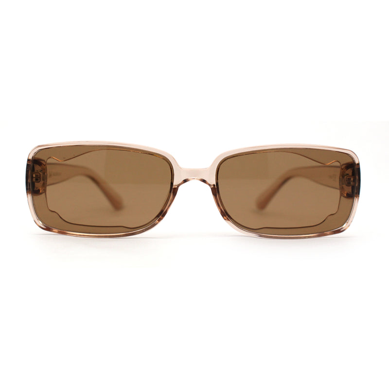 Womens Mod Inset Lens Rectangle Plastic Minimal Sunglasses