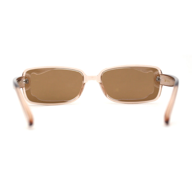 Womens Mod Inset Lens Rectangle Plastic Minimal Sunglasses