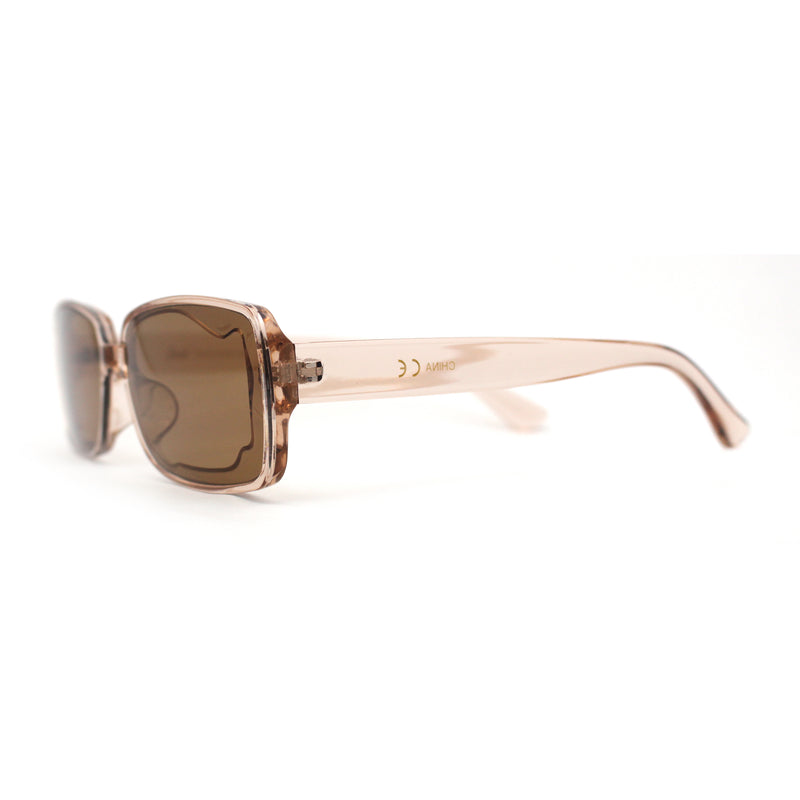 Womens Mod Inset Lens Rectangle Plastic Minimal Sunglasses