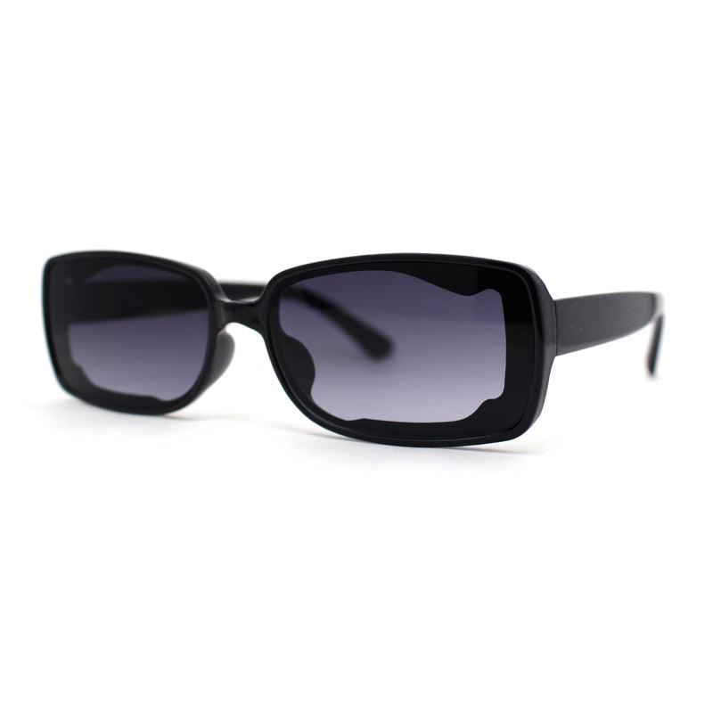 Womens Mod Inset Lens Rectangle Plastic Minimal Sunglasses
