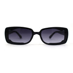 Womens Mod Inset Lens Rectangle Plastic Minimal Sunglasses