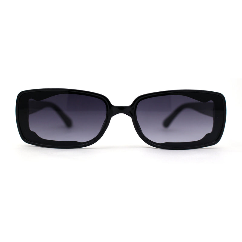 Womens Mod Inset Lens Rectangle Plastic Minimal Sunglasses