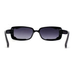 Womens Mod Inset Lens Rectangle Plastic Minimal Sunglasses