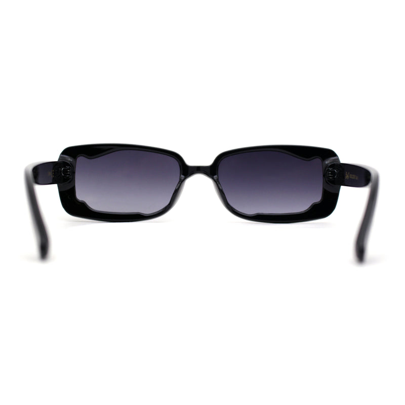 Womens Mod Inset Lens Rectangle Plastic Minimal Sunglasses