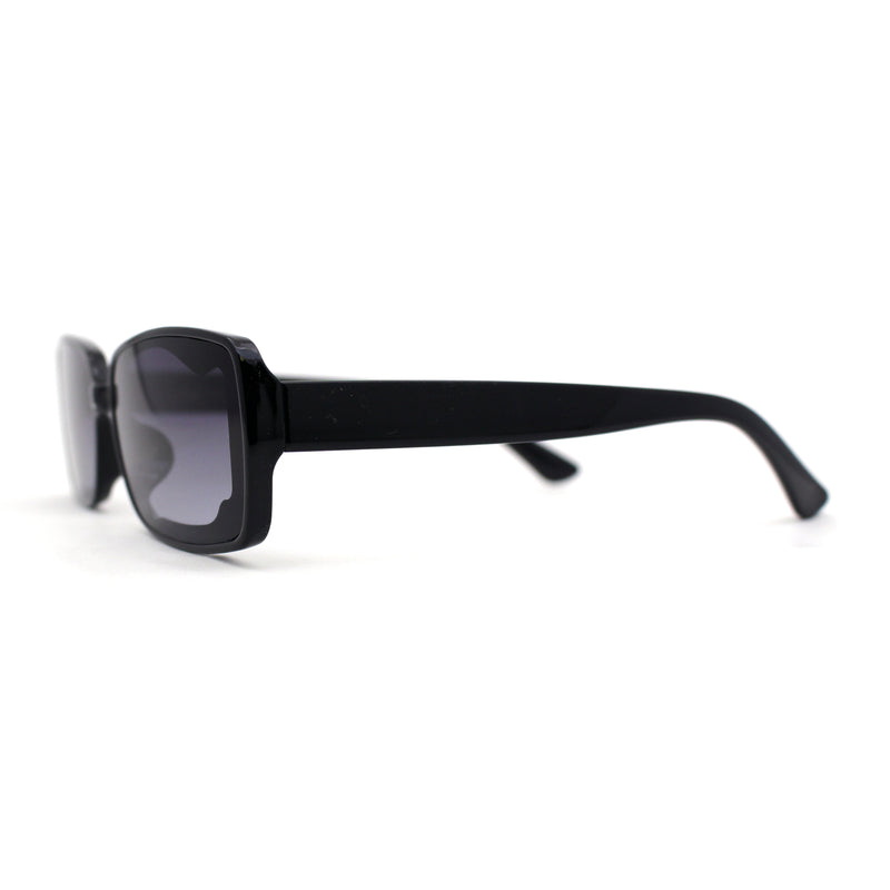 Womens Mod Inset Lens Rectangle Plastic Minimal Sunglasses