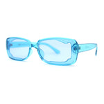 Womens Mod Inset Lens Rectangle Plastic Minimal Sunglasses