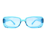 Womens Mod Inset Lens Rectangle Plastic Minimal Sunglasses