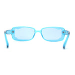 Womens Mod Inset Lens Rectangle Plastic Minimal Sunglasses