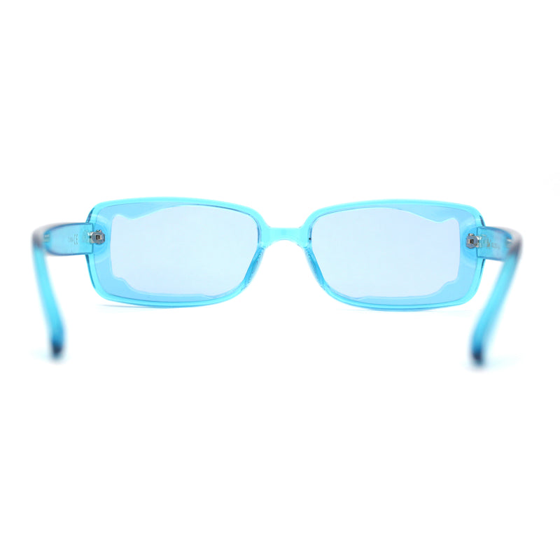 Womens Mod Inset Lens Rectangle Plastic Minimal Sunglasses