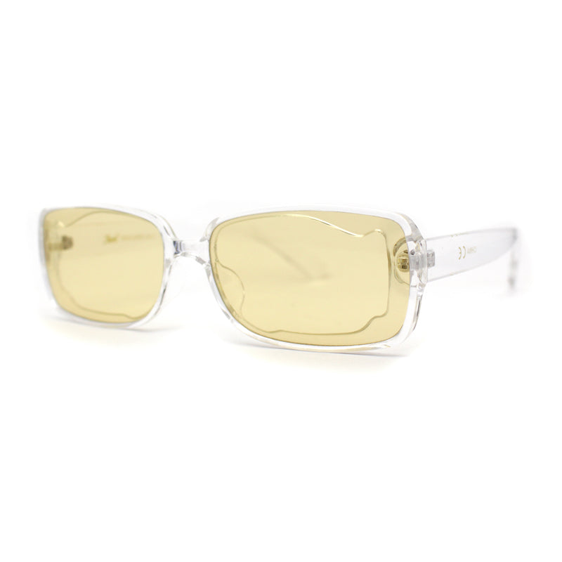 Womens Mod Inset Lens Rectangle Plastic Minimal Sunglasses