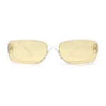 Womens Mod Inset Lens Rectangle Plastic Minimal Sunglasses