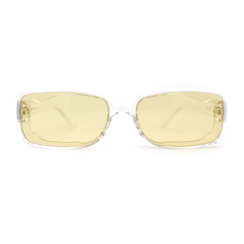 Womens Mod Inset Lens Rectangle Plastic Minimal Sunglasses