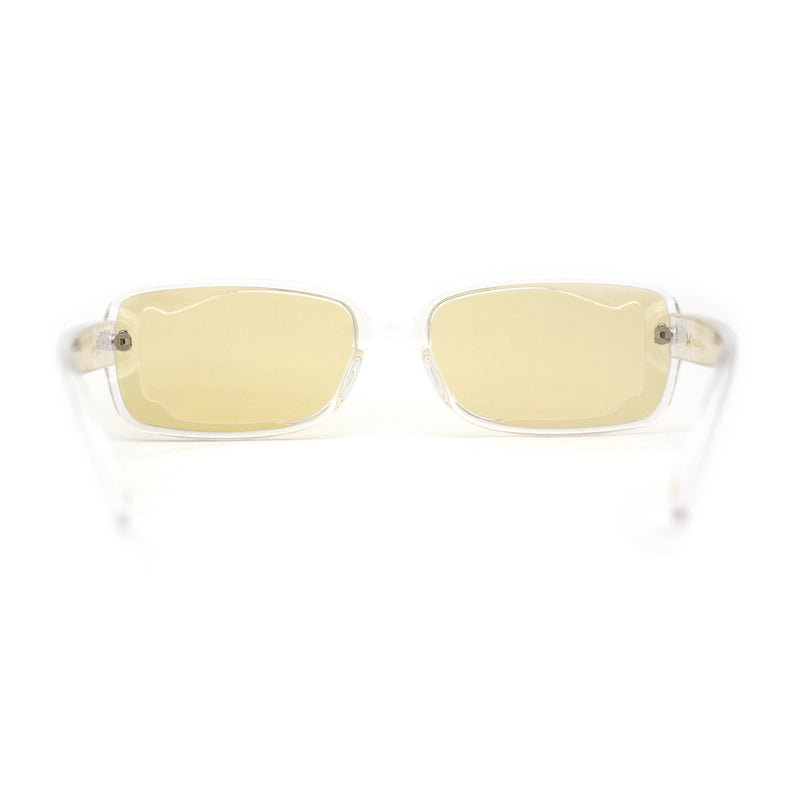 Womens Mod Inset Lens Rectangle Plastic Minimal Sunglasses