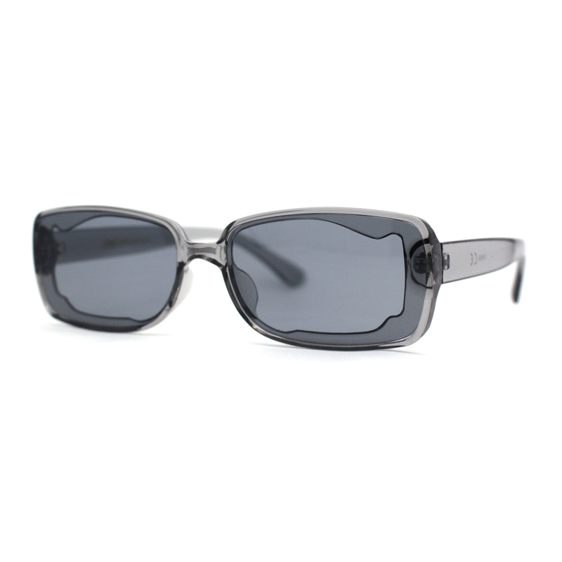 Womens Mod Inset Lens Rectangle Plastic Minimal Sunglasses