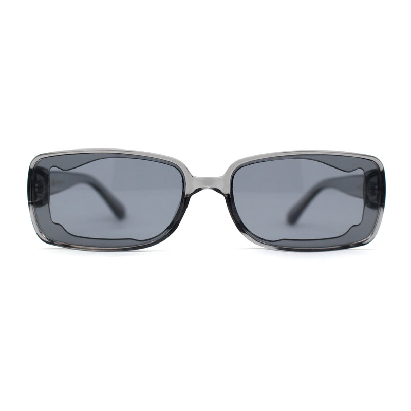Womens Mod Inset Lens Rectangle Plastic Minimal Sunglasses