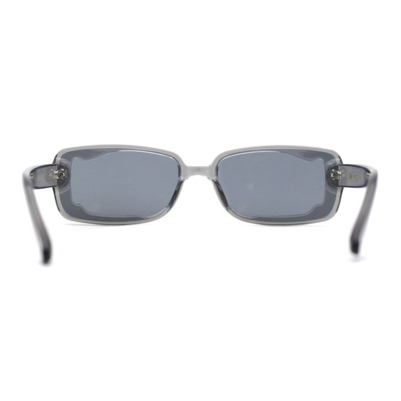 Womens Mod Inset Lens Rectangle Plastic Minimal Sunglasses
