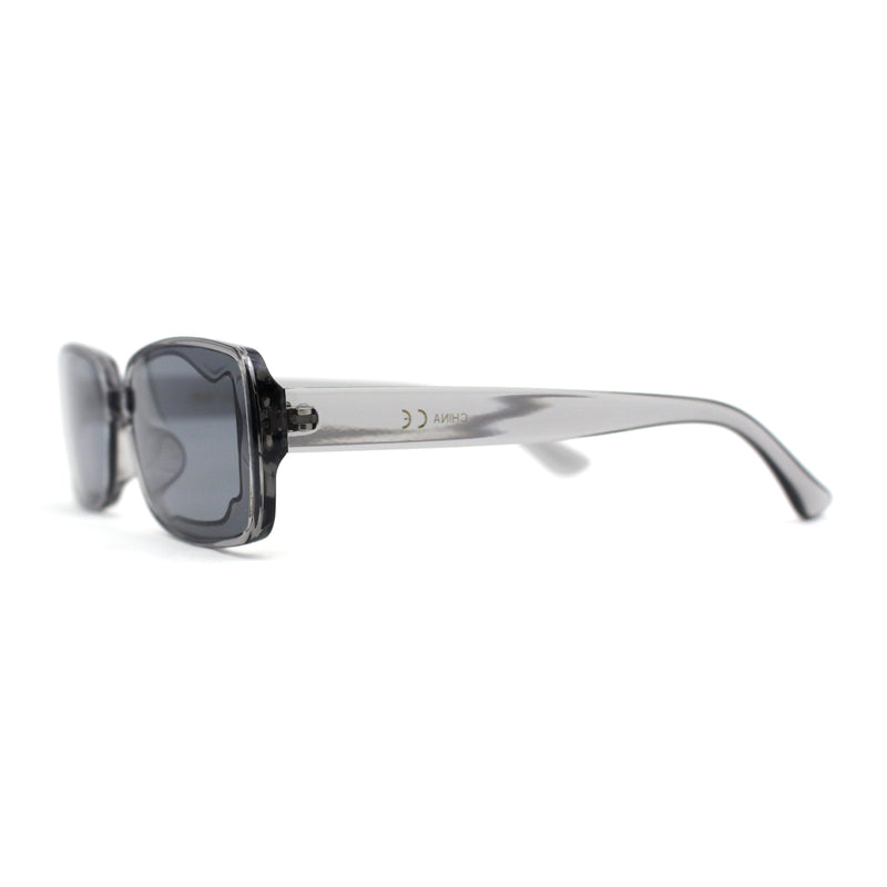 Womens Mod Inset Lens Rectangle Plastic Minimal Sunglasses