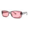 Womens Mod Inset Lens Rectangle Plastic Minimal Sunglasses