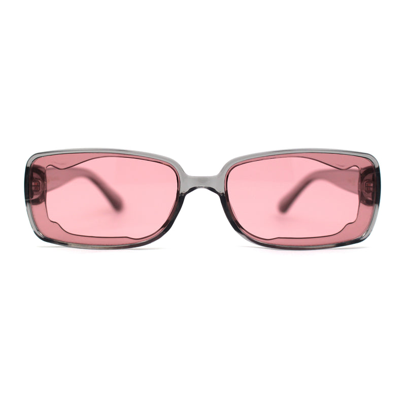 Womens Mod Inset Lens Rectangle Plastic Minimal Sunglasses