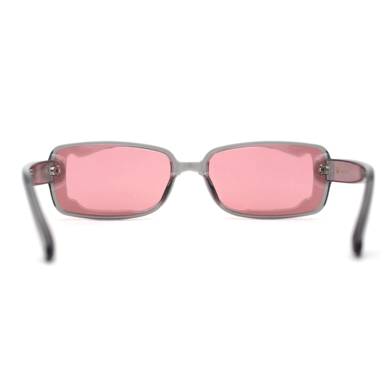 Womens Mod Inset Lens Rectangle Plastic Minimal Sunglasses