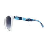 Womens Oversize Cat Eye Foliage Flower Print Chic Sunglasses