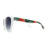 Womens Oversize Cat Eye Foliage Flower Print Chic Sunglasses