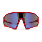 Mens Color Mirror Large Shield Flat Top Wrap Sport Sunglasses