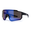 Mens Colored Mirror Large Shield Curved Wrap Sport Plastic Sunglasses