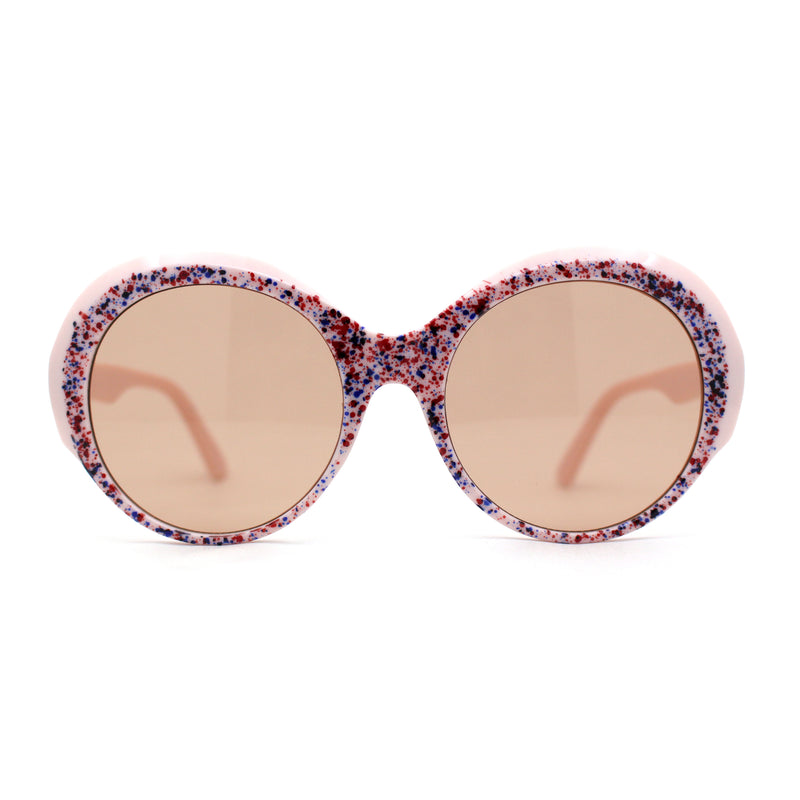 Womens Round Thick Eyebrow Retro Fashion Plastic Sunglasses