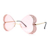 Womens Rimless Sparkling Rhinestone Heart Shape Butterfly Sunglasses