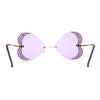 Womens Rimless Sparkling Rhinestone Heart Shape Butterfly Sunglasses